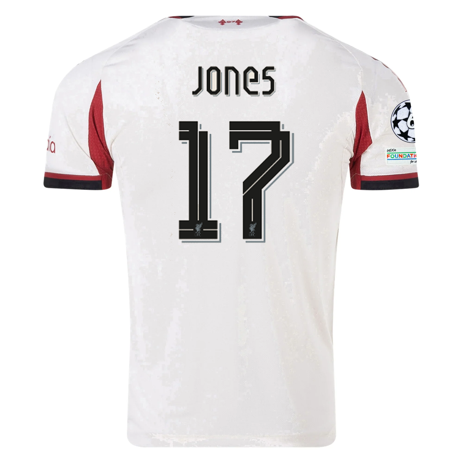 adidas Men's Liverpool Authentic Curtis Jones Away Jersey w/ Champions League Patches 25/26 (Wonder White)