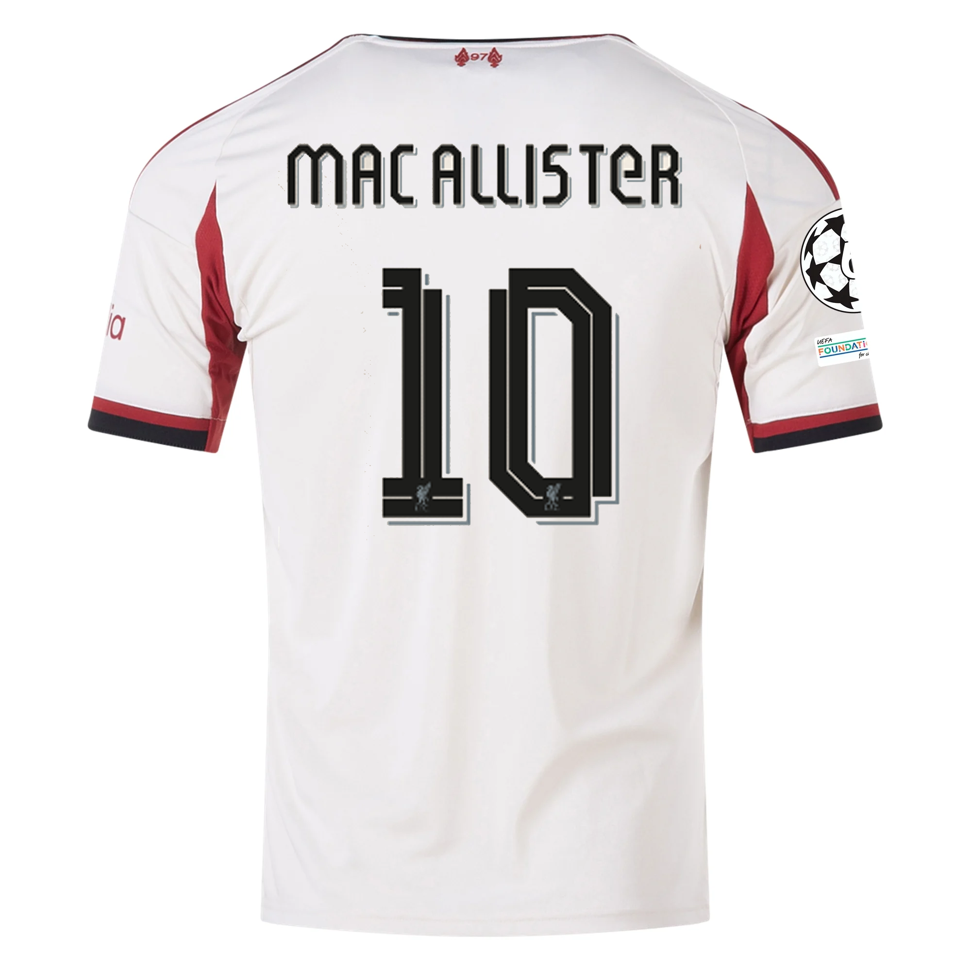 adidas Men's Liverpool Alexis Mac Allister Away Jersey w/ Champions League Patches 25/26 (Wonder White)