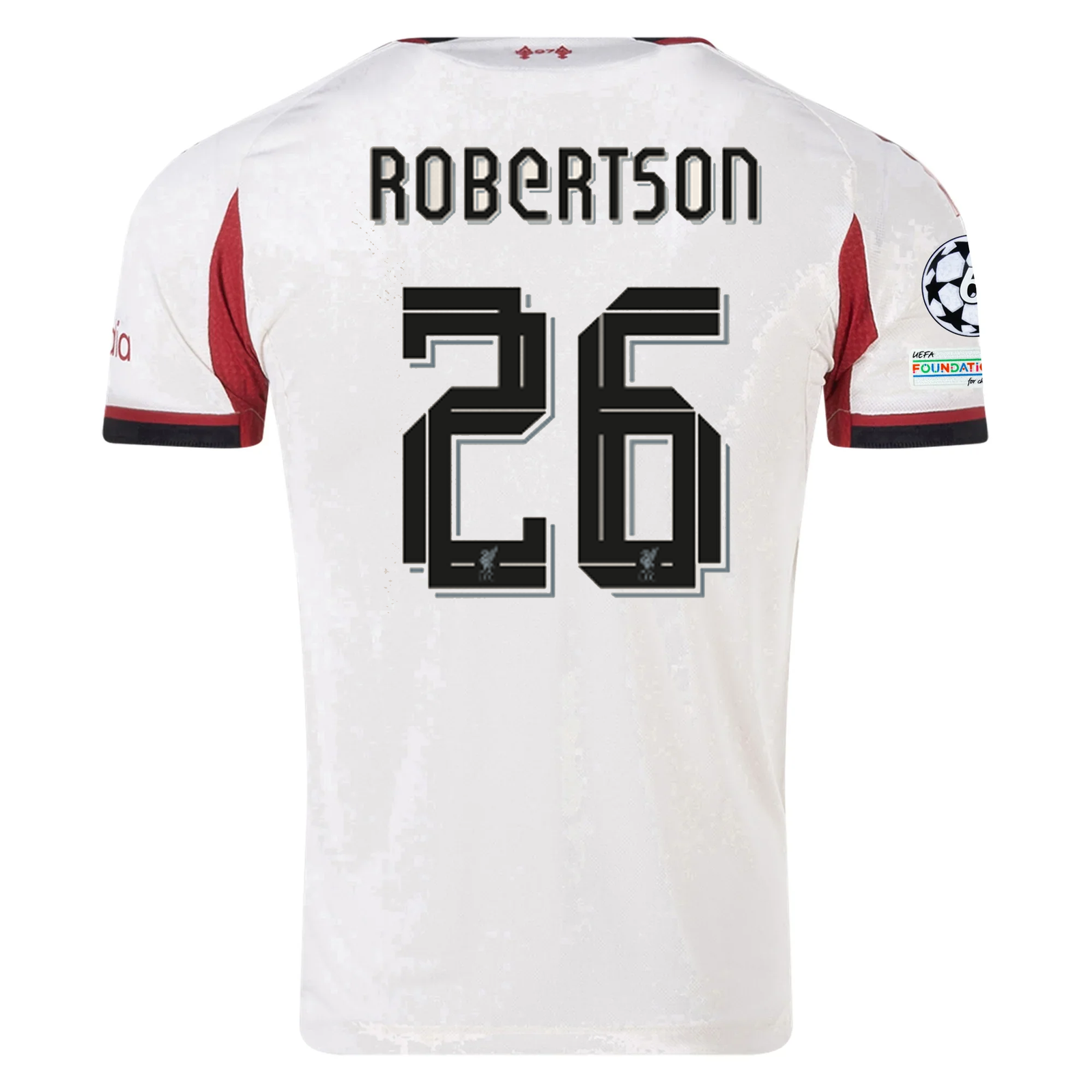 adidas Men's Liverpool Authentic Andy Robertson Away Jersey w/ Champions League Patches 25/26 (Wonder White)