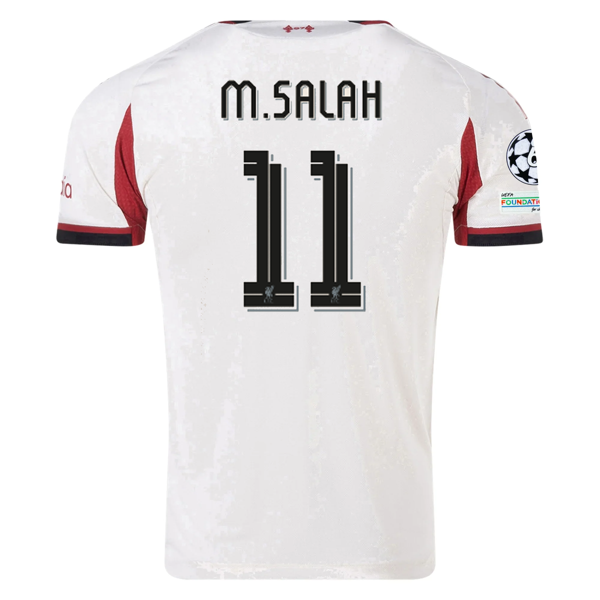 adidas Men&#39;s Liverpool Authentic Mohamed Salah Away Jersey w/ Champions League Patches 25/26 (Wonder White)