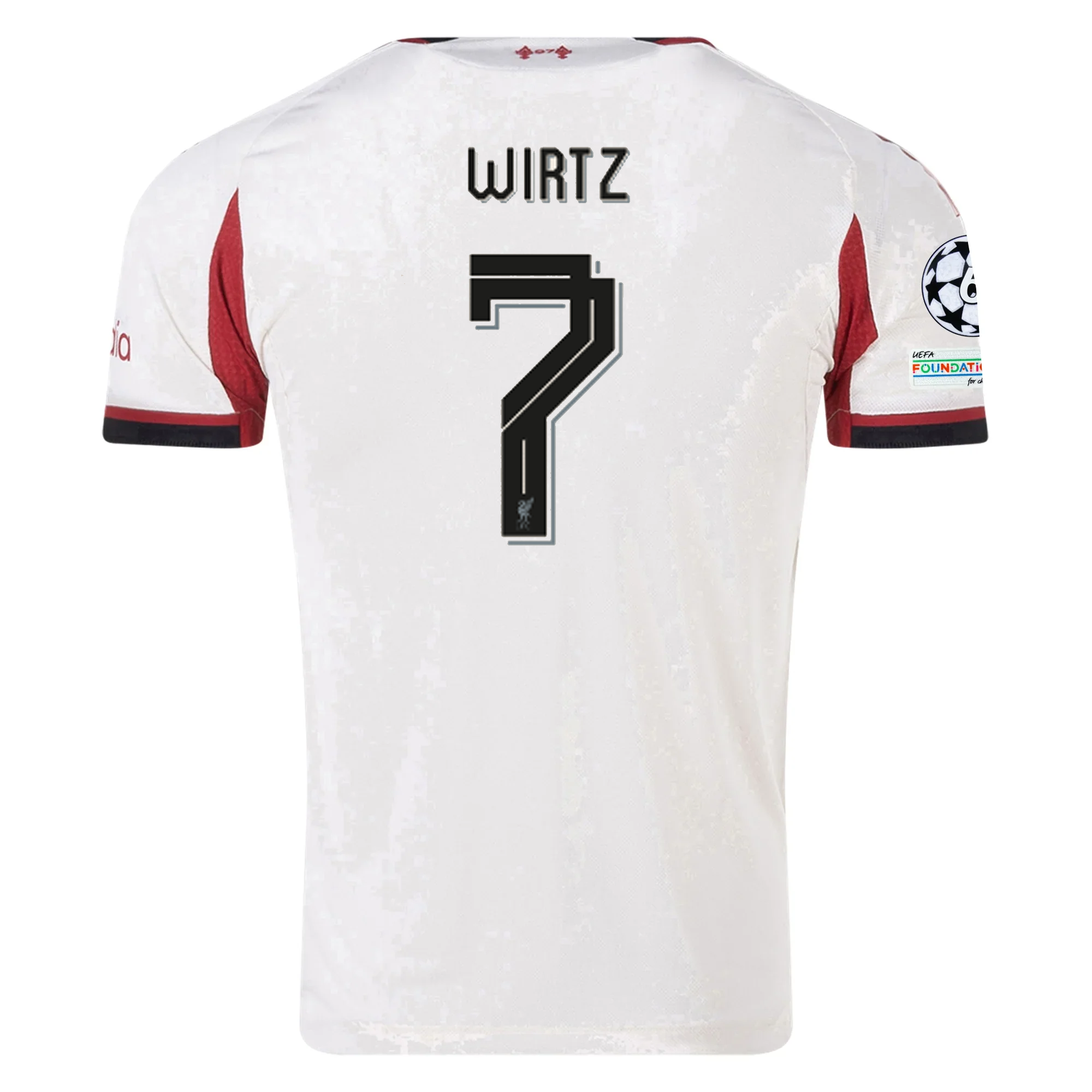 adidas Men's Liverpool Authentic Florian Wirtz Away Jersey w/ Champions League Patches 25/26 (Wonder White)