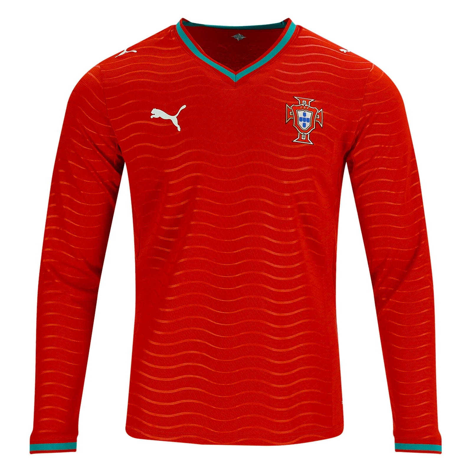 PUMA Portugal Long Sleeve Home World Cup 2026 Jersey (Club Red/Green Lagoon)
