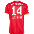 adidas Mens Bayern Munich Luis Díaz Home Jersey w/ Bundesliga Champion Patch 26/27 (Red)