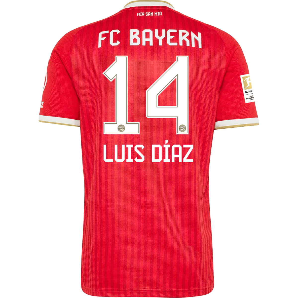adidas Mens Bayern Munich Luis Díaz Home Jersey w/ Bundesliga Champion Patch 26/27 (Red)