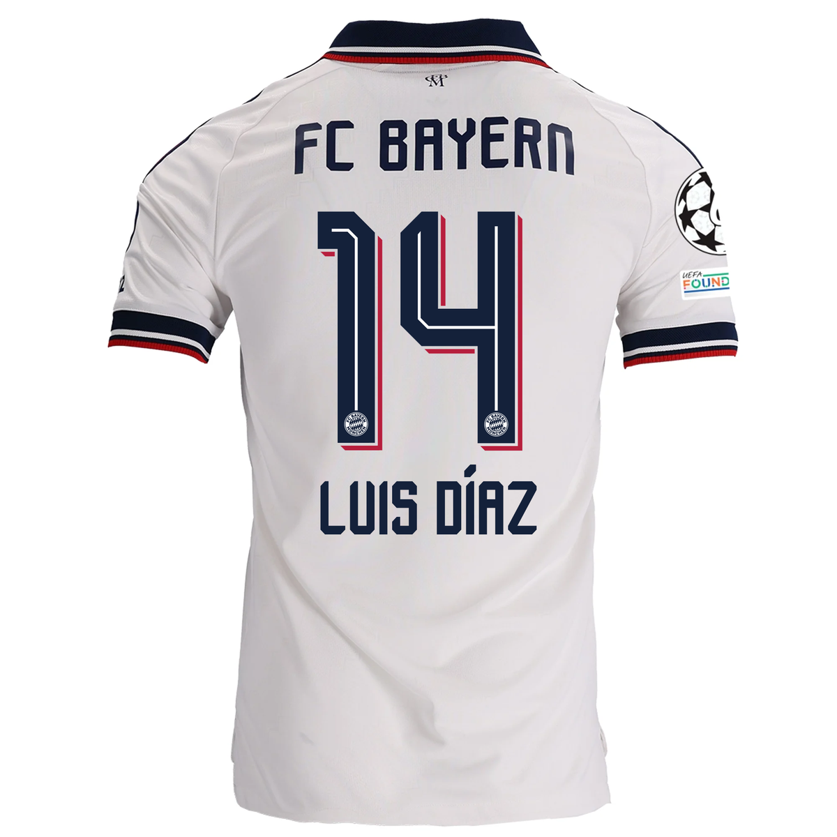 adidas Mens Bayern Munich Luis Díaz Away Jersey w/ Champions League Patches 26/27 (White)