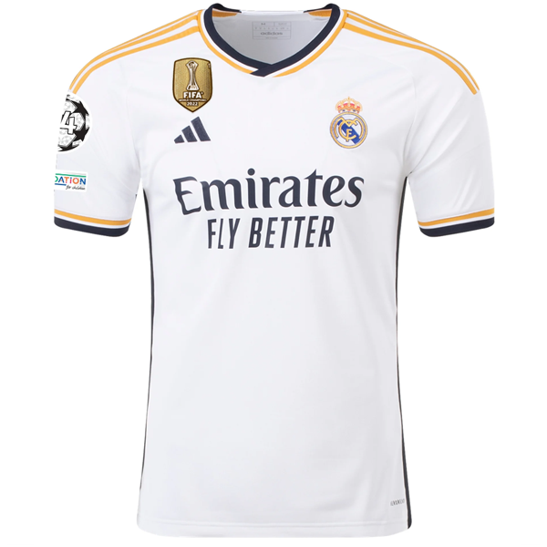 Adidas Real Madrid Ferland Mendy Home Jersey w/ Champions League + Club World Cup Patches 23/24 (White) Size XXL