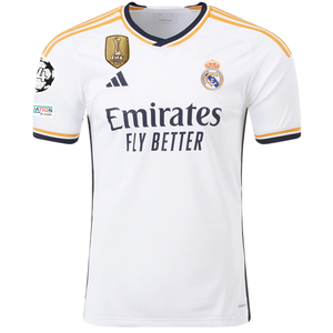 Adidas Real Madrid Eduardo Camavinga Home Jersey w/ Champions League + Club World Cup Patches 23/24 (White) Size XL