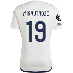 adidas Ajax Georges Mikautadze Away Jersey w/ Europa League Patches 23/24 (Core White)