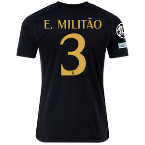 adidas Real Madrid Eder Militao Third Jersey w/ Champions League + Club World Cup Patch 23/24 (Core Black)