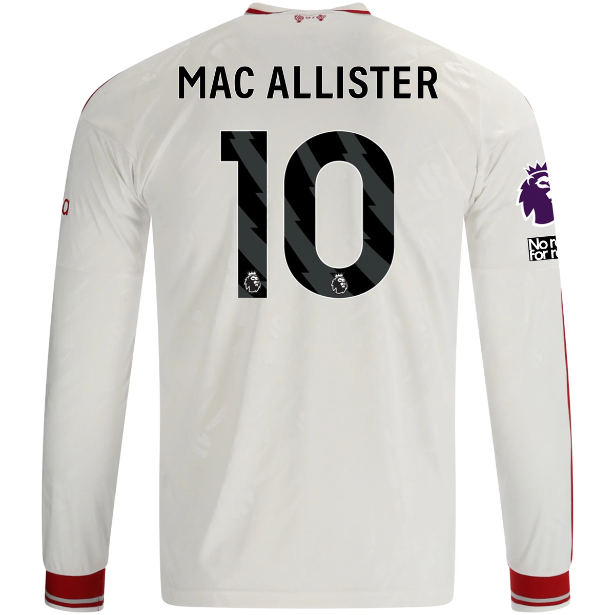 adidas Mens Liverpool Alexis Mac Allister Long Sleeve Away Jersey w/ EPL + No Room For Racism Patches 26/27 (White/Red)