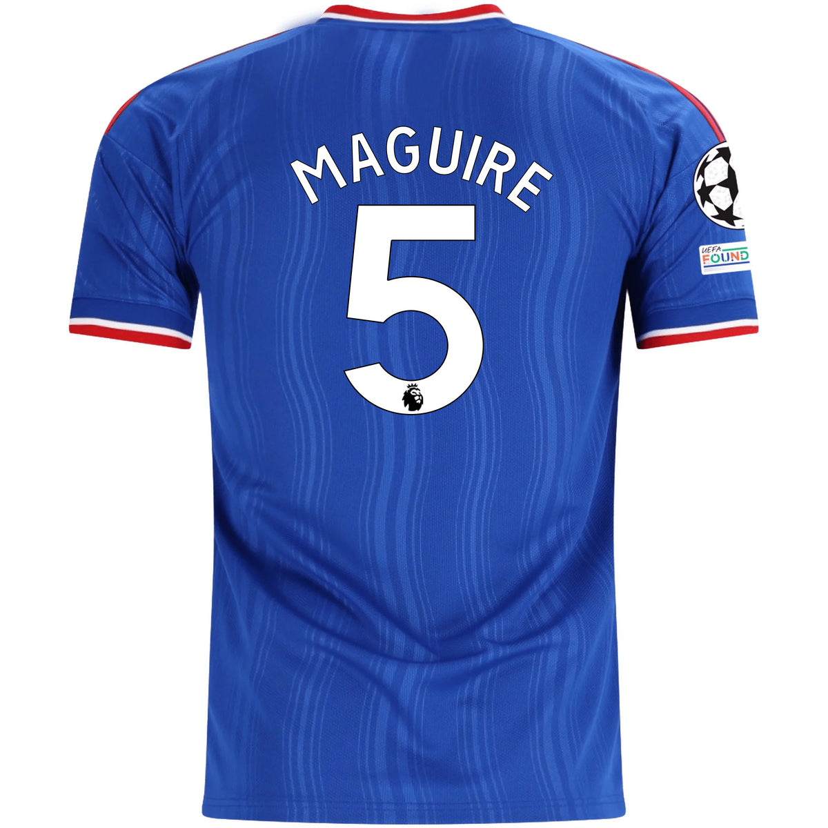 adidas Mens Manchester United Harry Maguire Away Jersey w/ Champions League Patches 26/27 (Blue)