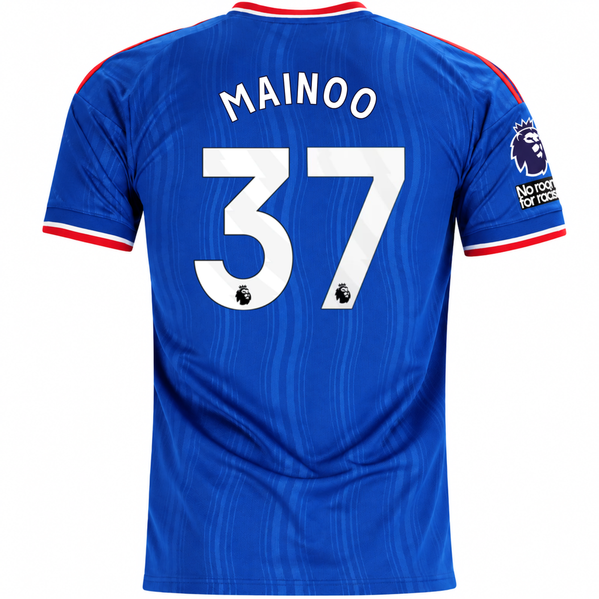 adidas Mens Manchester United Kobbie Mainoo Away Jersey w/ EPL + No Room For Racism Patches 26/27 (Blue)
