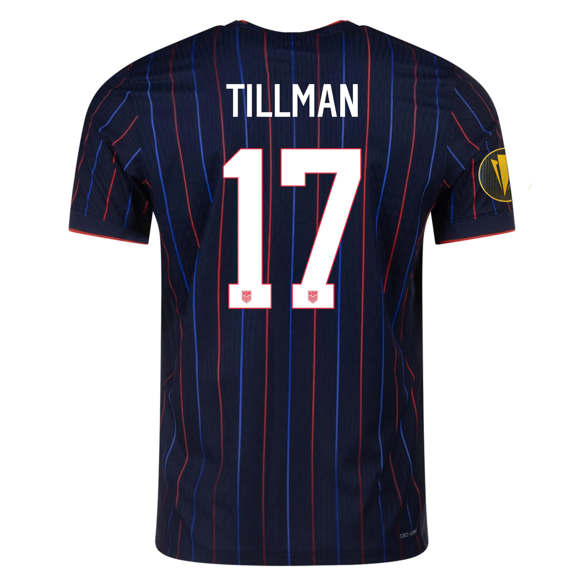 Nike Malik Tillman United States Away Match Authentic Jersey 25/26 w/ Gold Cup 2025 Patch (Obsidian/Challenge Red)