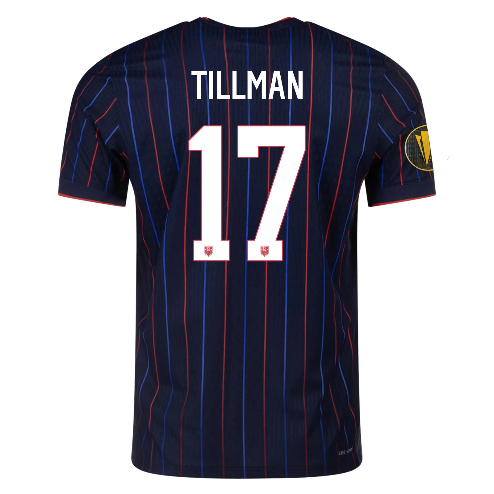 Nike Malik Tillman United States Away Match Authentic Jersey 25/26 w/ Gold Cup 2025 Patch (Obsidian/Challenge Red)
