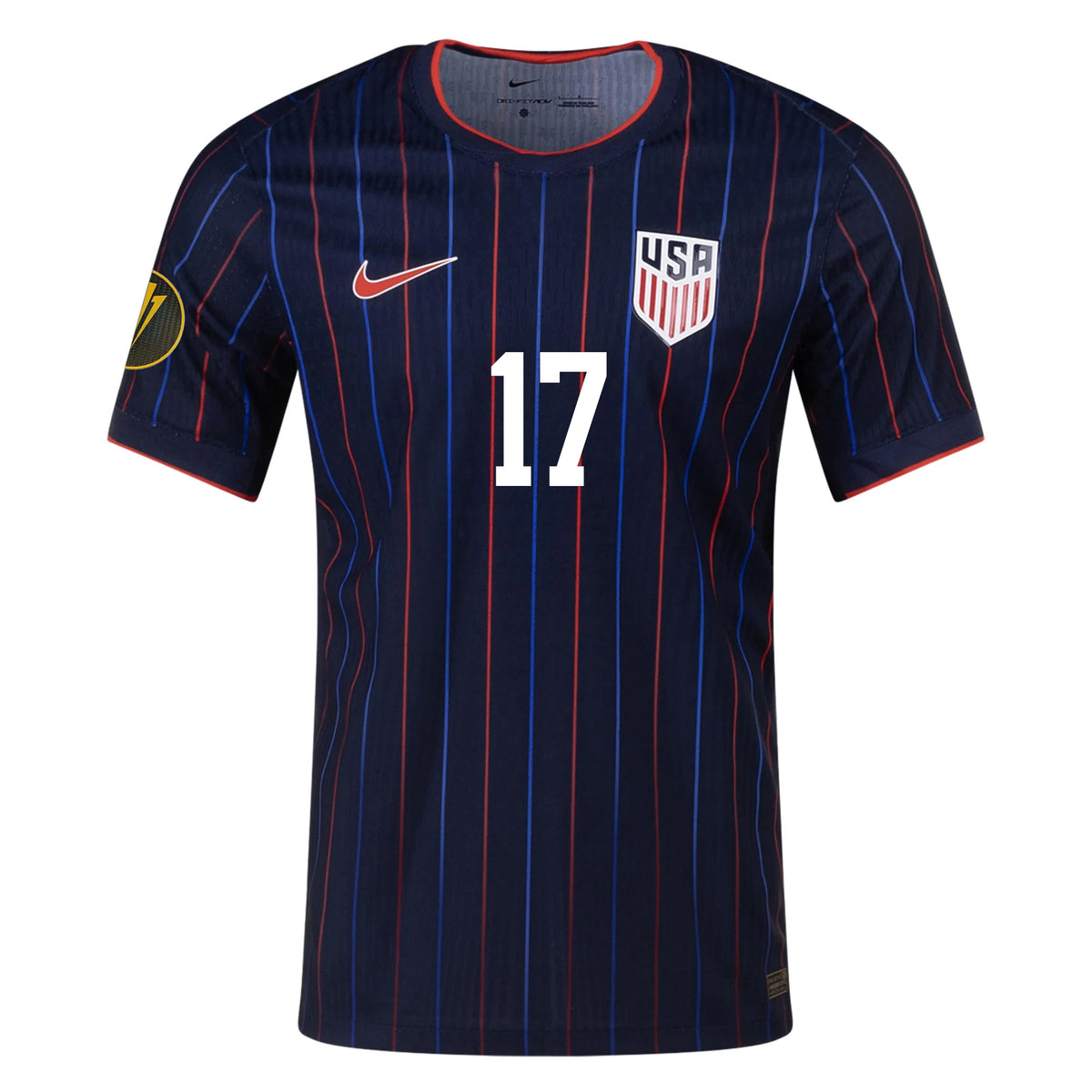 Nike Malik Tillman United States Away Match Authentic Jersey 25/26 w/ Gold Cup 2025 Patch (Obsidian/Challenge Red)