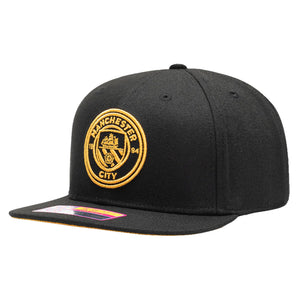 Fan Ink Manchester City Crayon Snapback Hat (Black/Gold)