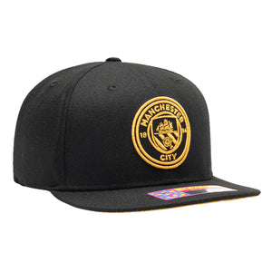 Fan Ink Manchester City Crayon Snapback Hat (Black/Gold)