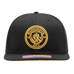 Fan Ink Manchester City Crayon Snapback Hat (Black/Gold)