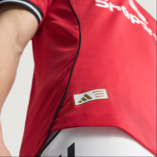 adidas Dalot Men's Manchester United Authentic Home Jersey 25/26 w/ NRFR + EPL Patch (Red)