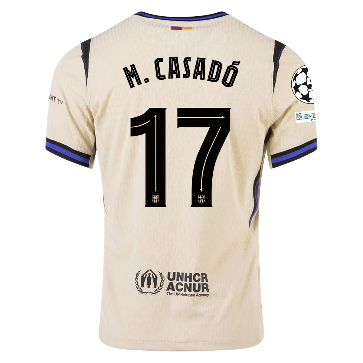 Nike Marc Casado Men's FC Barcelona Authentic Away Jersey w/ Champions League Patches (Team Gold/Persian Violet/Black)