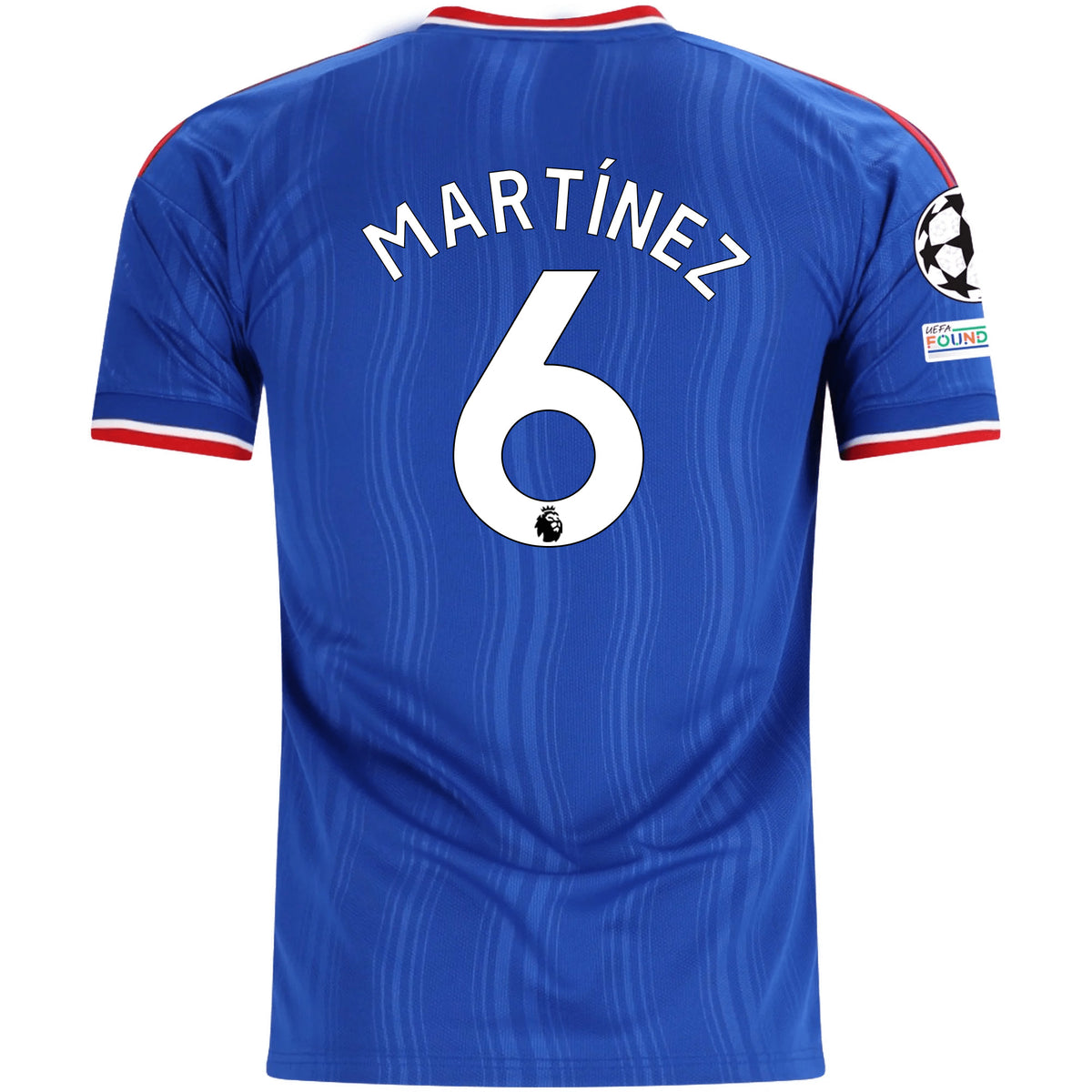 adidas Mens Manchester United Lisandro Martínez Away Jersey w/ Champions League Patches 26/27 (Blue)