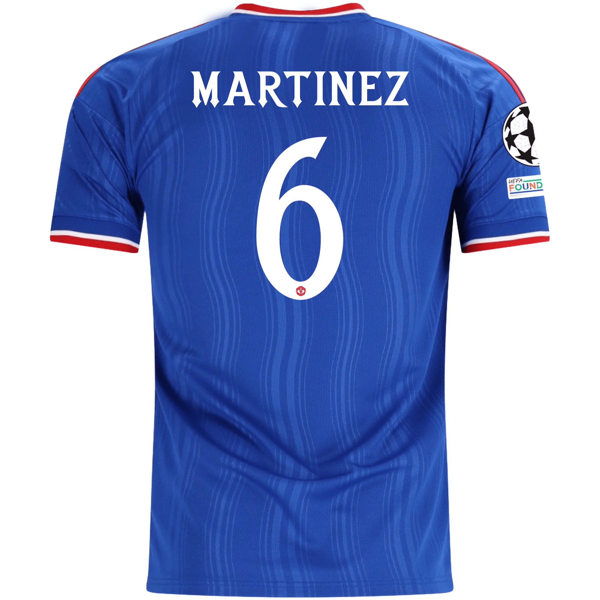 adidas Mens Manchester United Lisandro Martinez Away Jersey w/ Champions League Patches 26/27 (Blue)