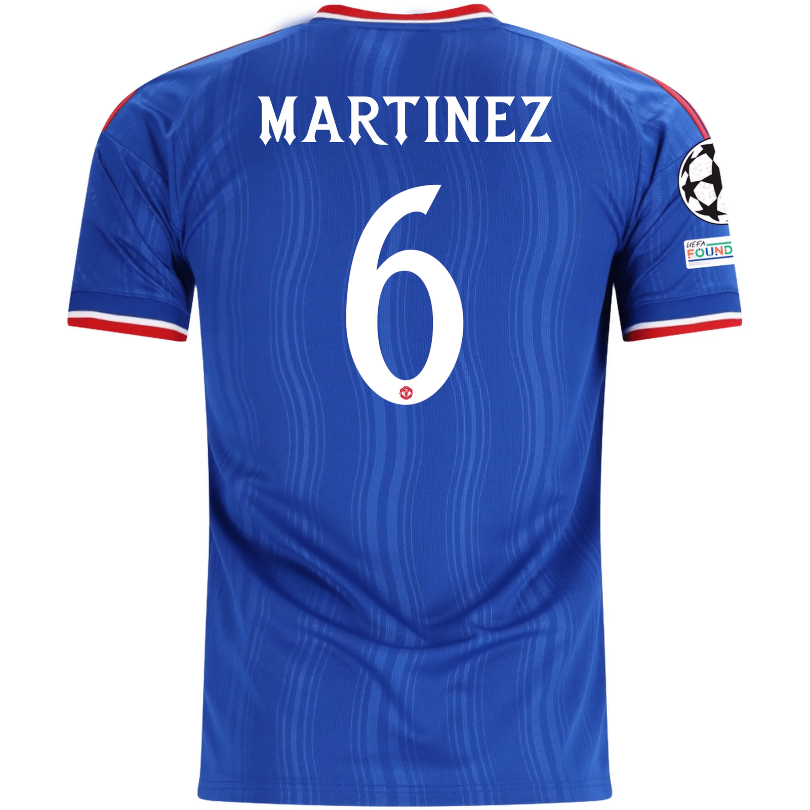 adidas Mens Manchester United Lisandro Martinez Away Jersey w/ Champions League Patches 26/27 (Blue)