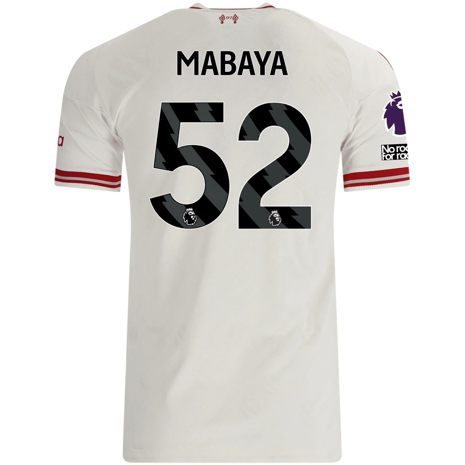 adidas Mens Liverpool Isaac Mabaya Authentic Away Jersey w/ EPL + No Room For Racsim Patches 26/27 (White)