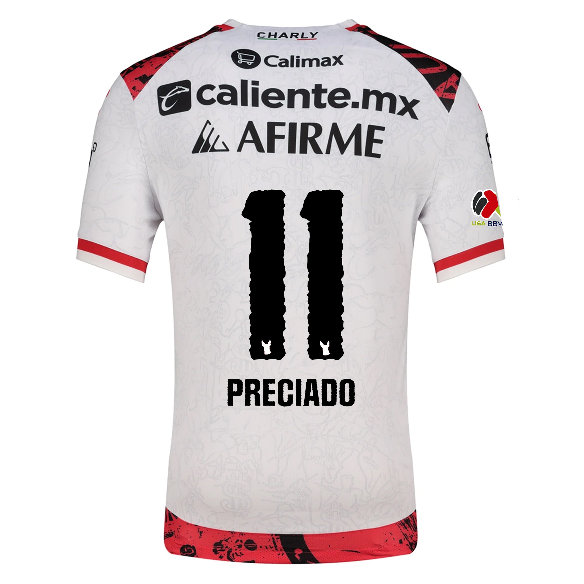 Charly Adonis Preciado Men's Xolos De Tijuana Away Jersey 25/26 w/ BBVA MX Patch (White)