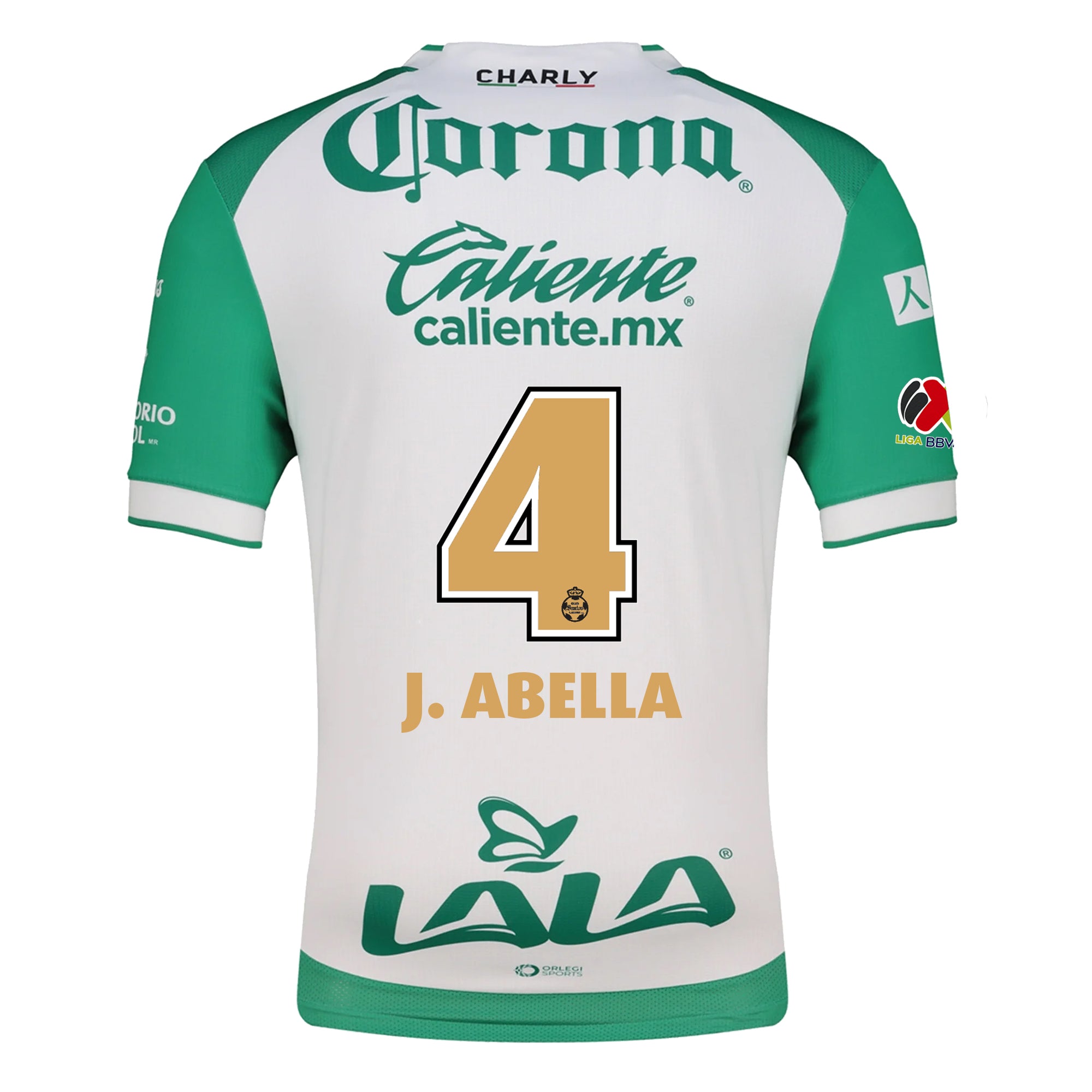 Charly Jose Abella Men's Santos Laguna Home Jersey 25/26 w/ BBVA MX Patches (Green/White)