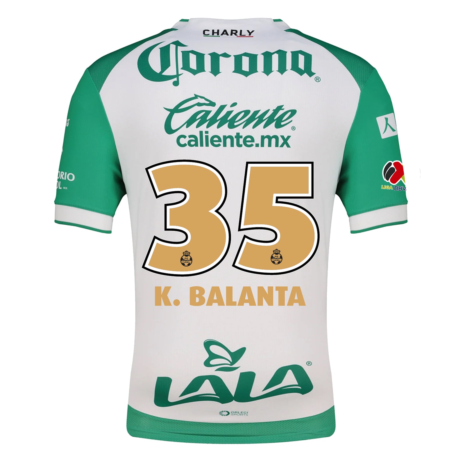 Charly Kevin Balanta Men's Santos Laguna Home Jersey 25/26 w/ BBVA MX Patches (Green/White)