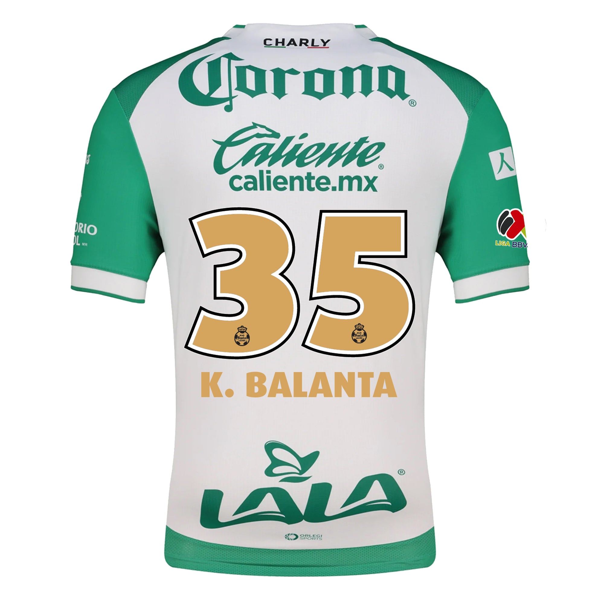 Charly Kevin Balanta Men's Santos Laguna Home Jersey 25/26 w/ BBVA MX Patches (Green/White)