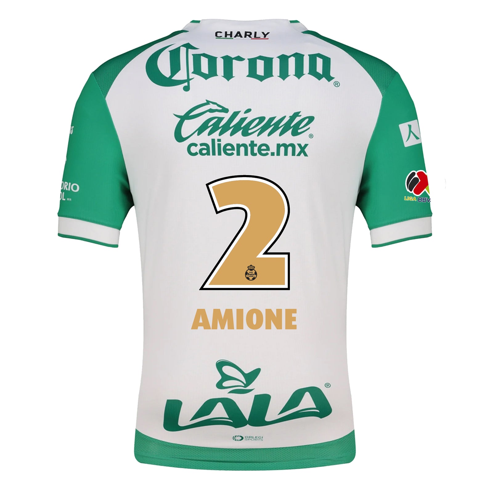 Charly Bruno Amione Men's Santos Laguna Home Jersey 25/26 w/ BBVA MX Patches (Green/White)