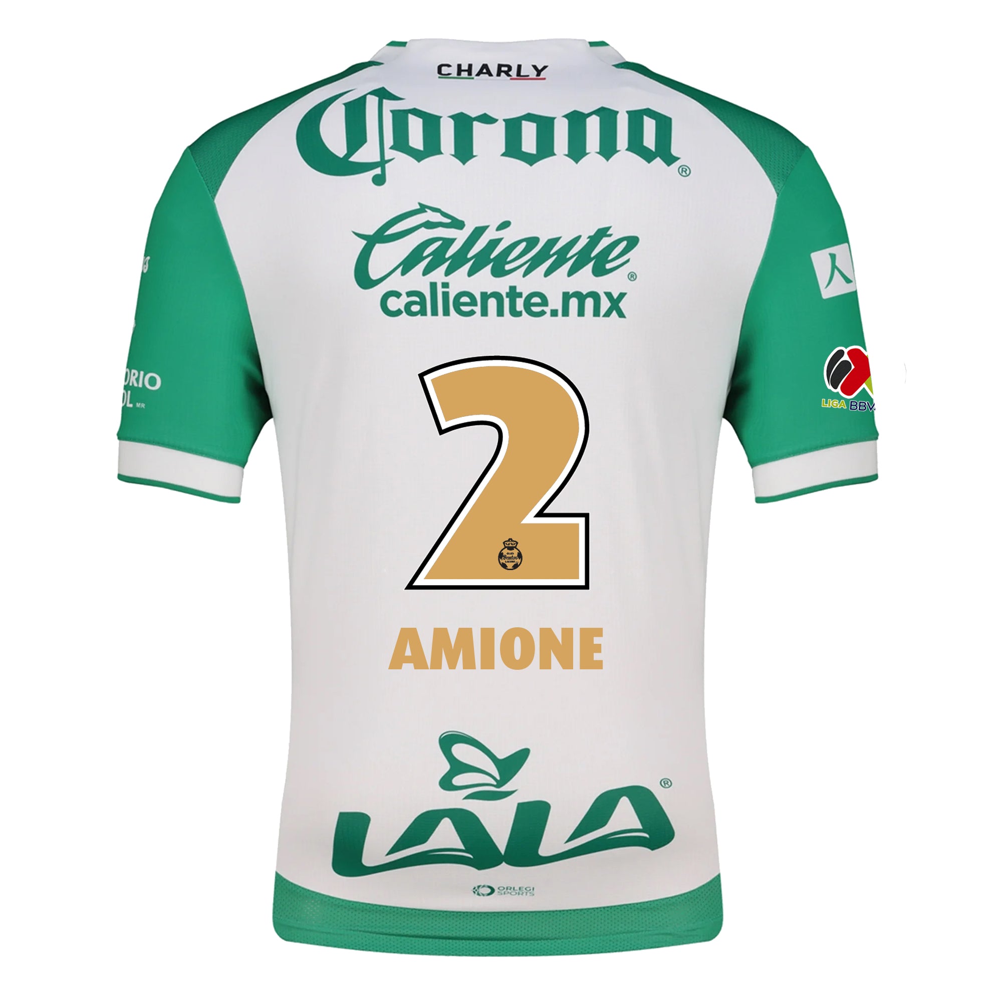 Charly Bruno Amione Men's Santos Laguna Home Jersey 25/26 w/ BBVA MX Patches (Green/White)