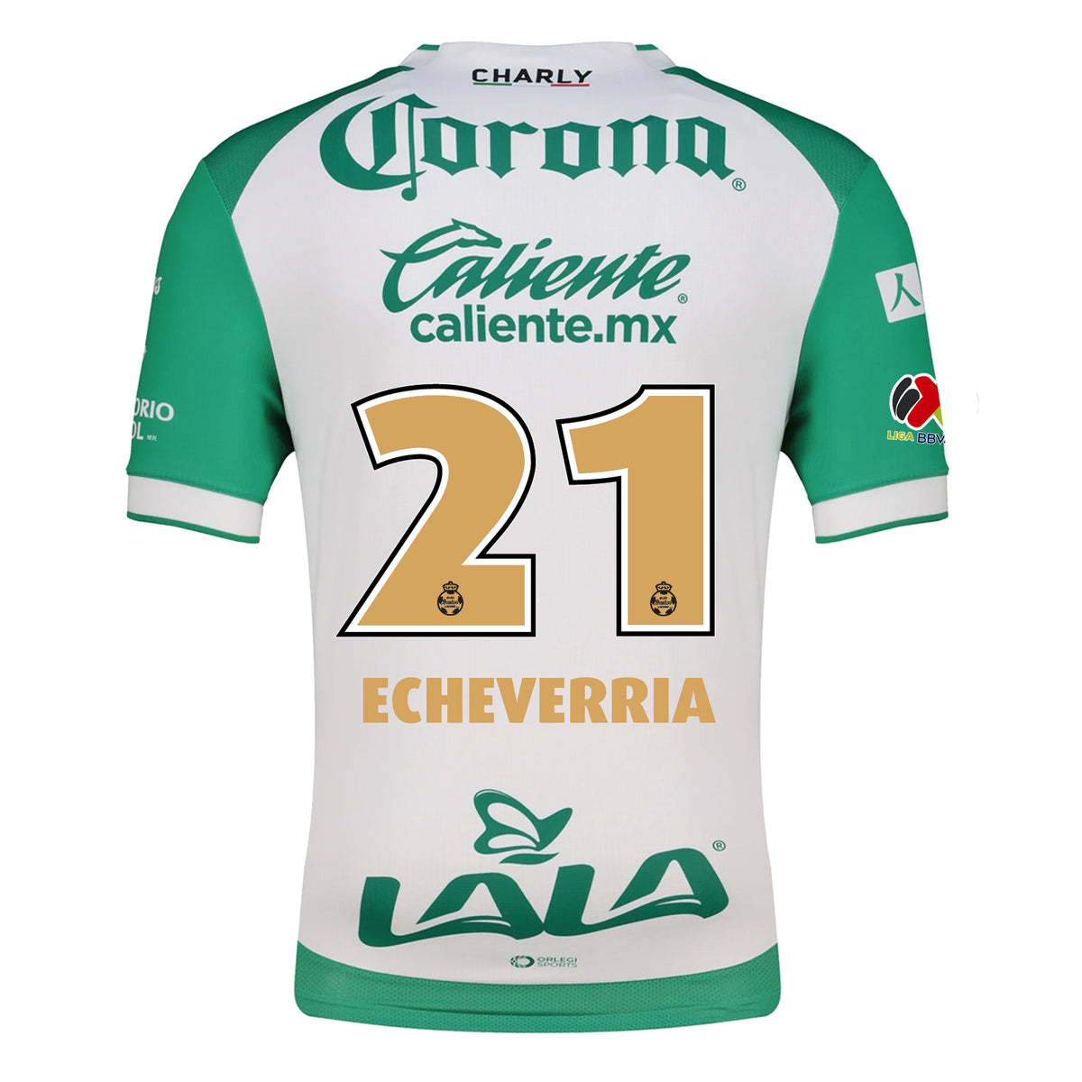 Charly Emmanuel Echeverria Men&#39;s Santos Laguna Home Jersey 25/26 w/ BBVA MX Patches (Green/White)