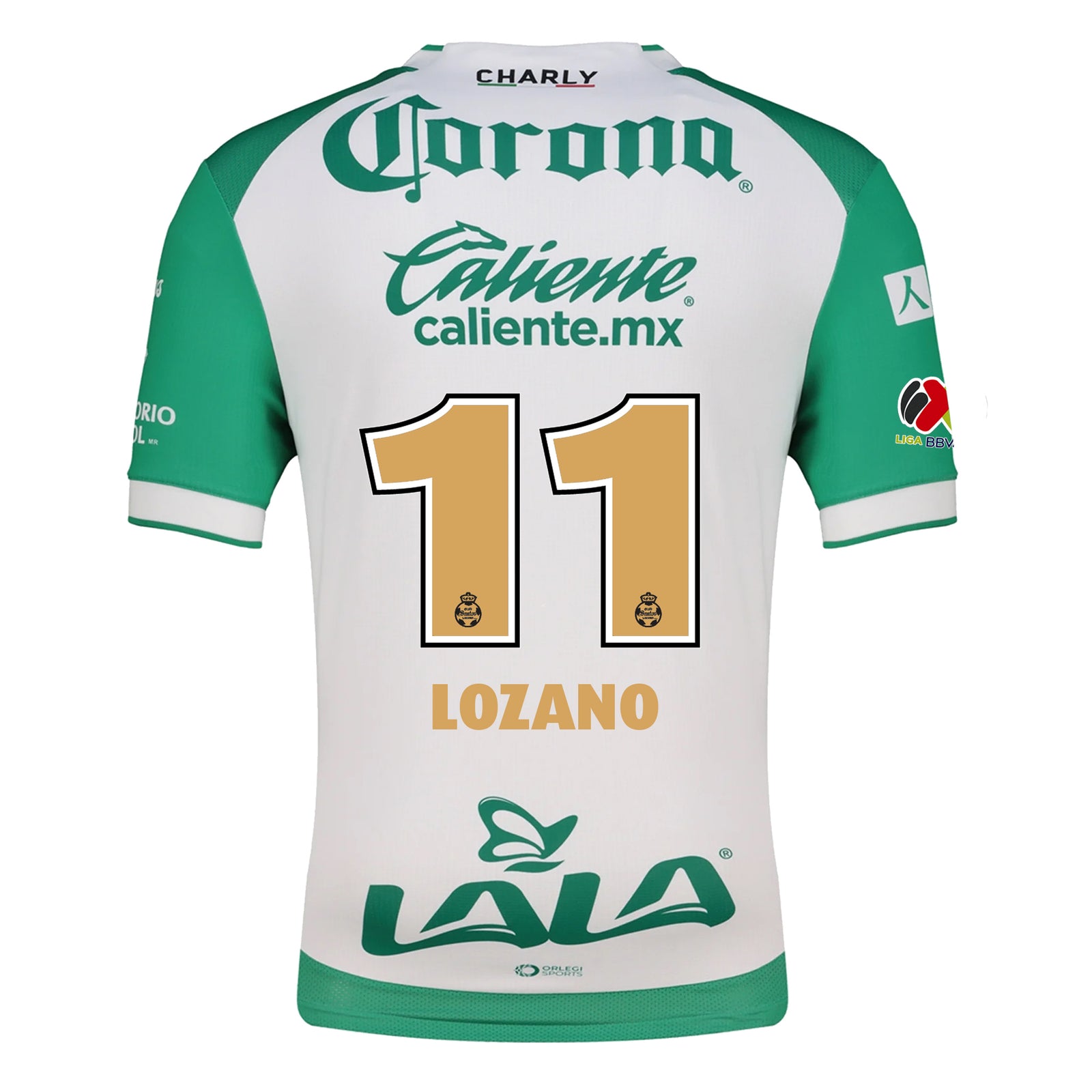 Charly Anthony Lozano Men's Santos Laguna Home Jersey 25/26 w/ BBVA MX Patches (Green/White)