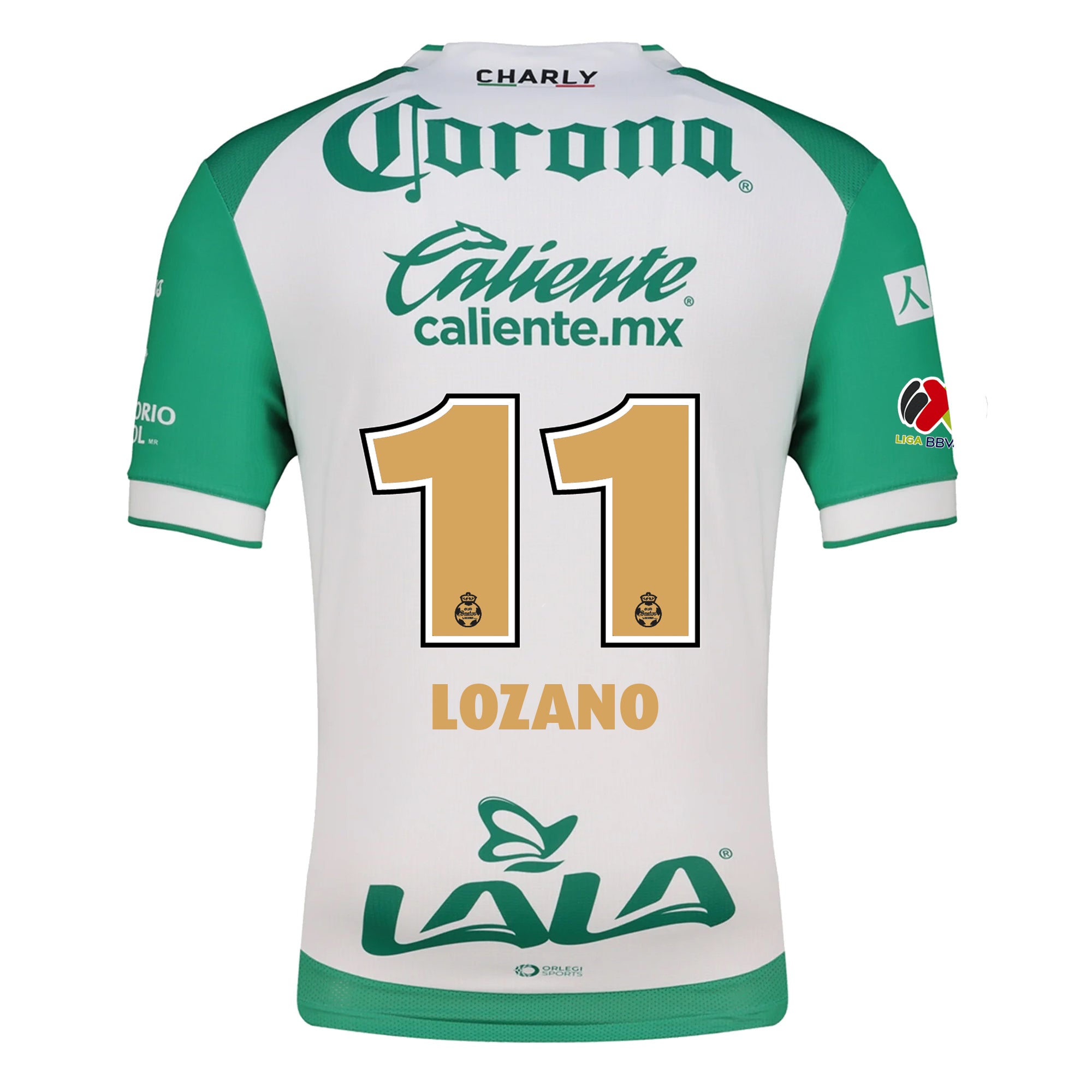 Charly Anthony Lozano Men's Santos Laguna Home Jersey 25/26 w/ BBVA MX Patches (Green/White)