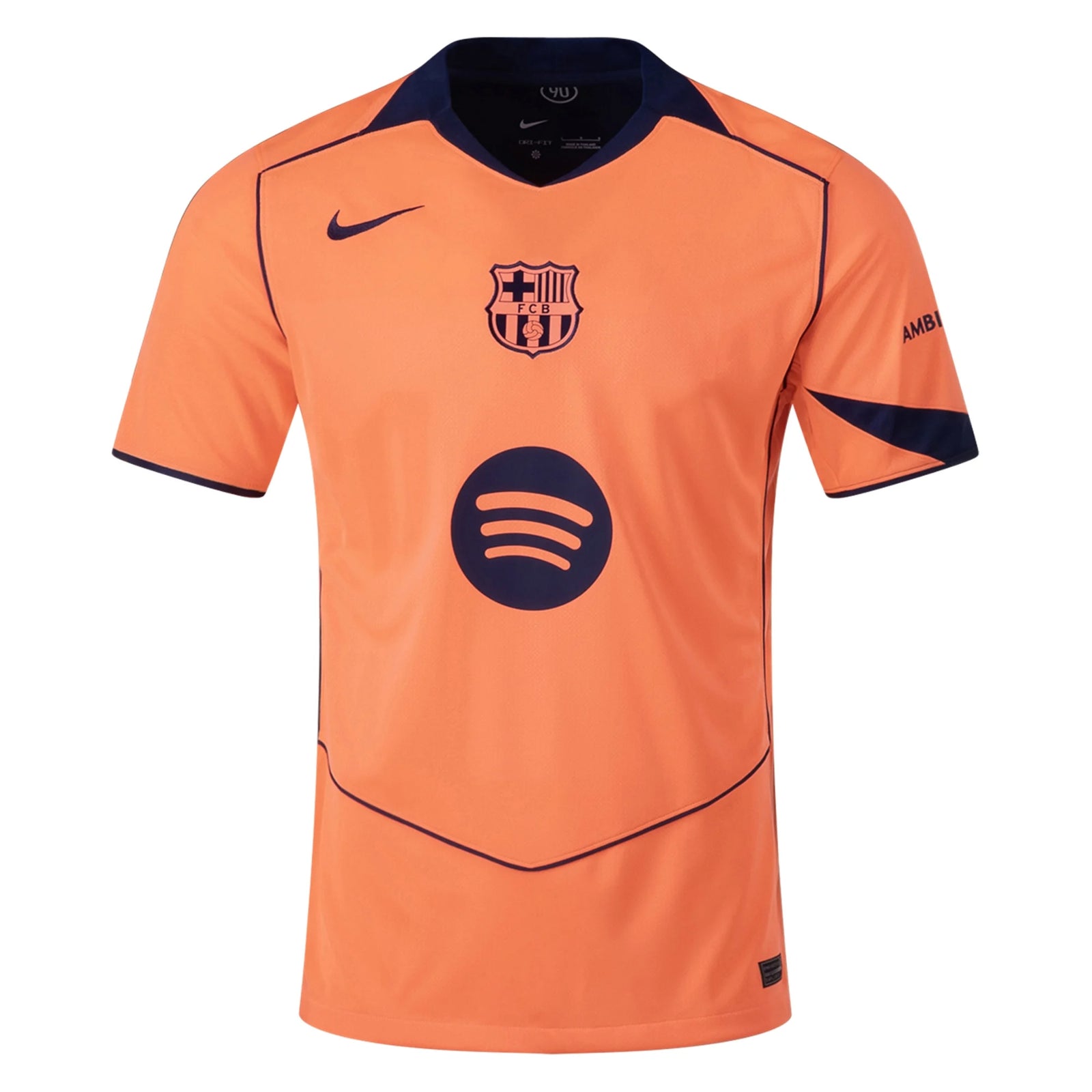 Nike Men's FC Barcelona T90 Third Jersey 25/26 (Bright Mango/Midnight Navy)