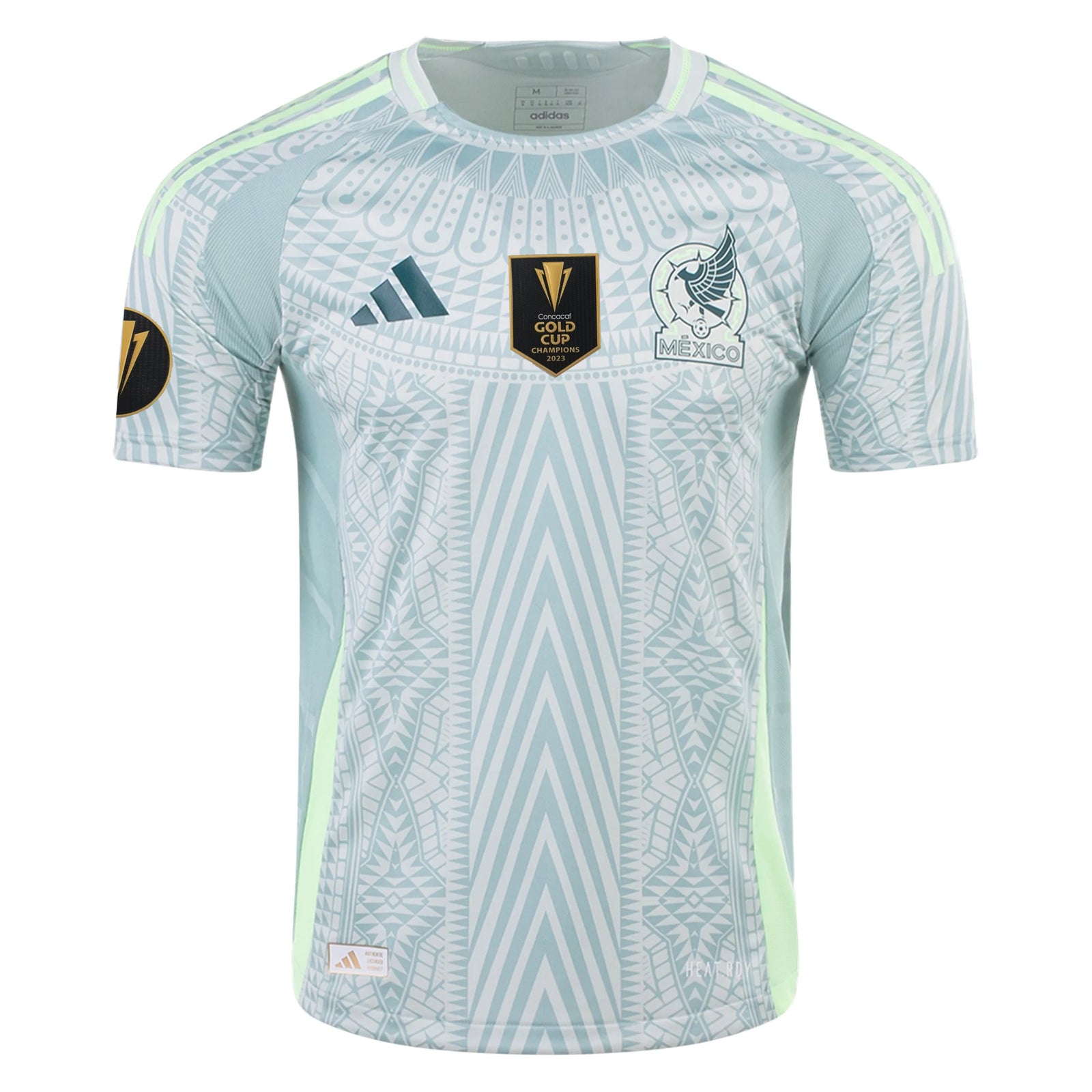 adidas Men's Mexico Authentic Away Jersey 24/25 w/ Gold Cup 2025 Patches (Linen Green)