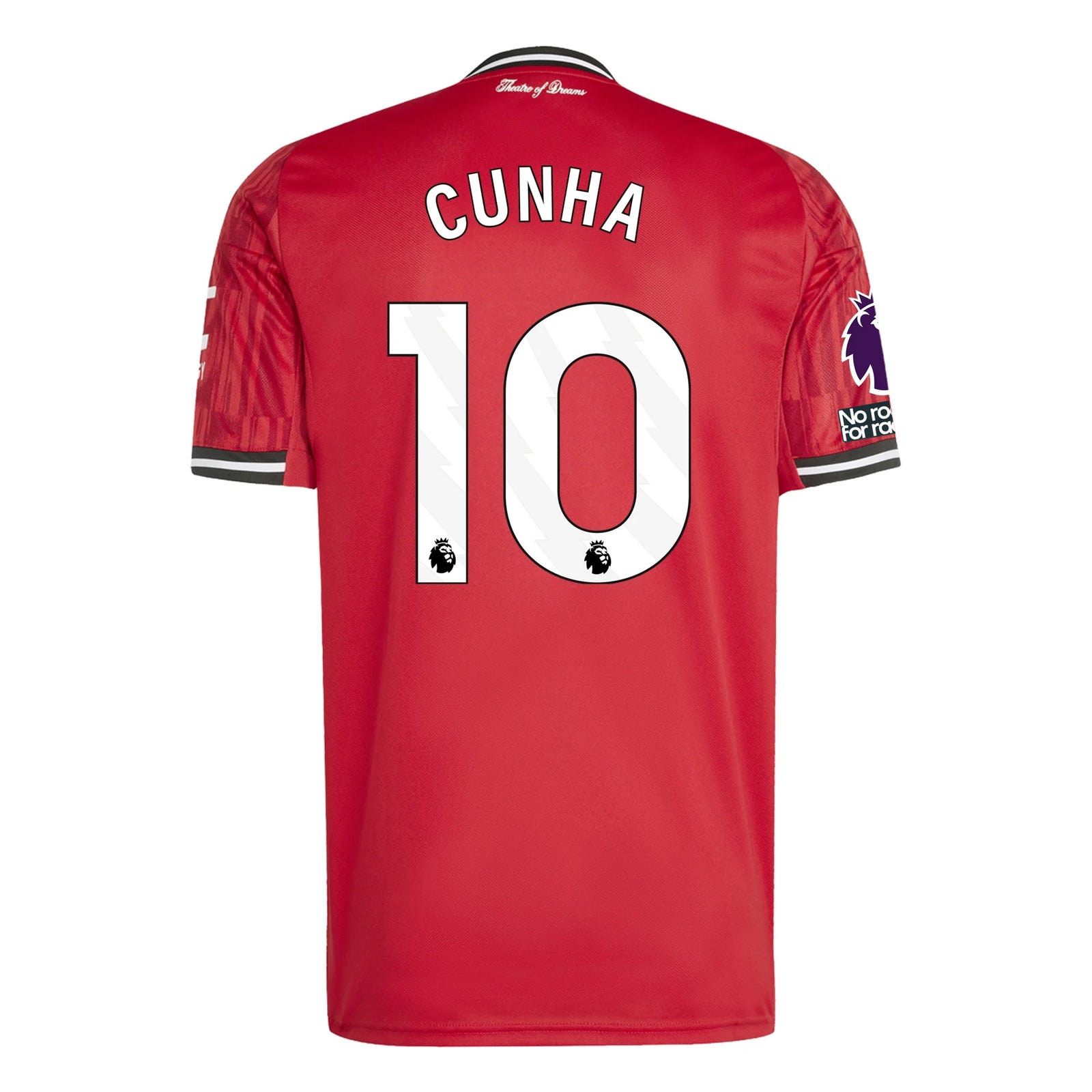 adidas Cunha Men's Manchester United Home Jersey 25/26 w/ EPL + NRFR Patches (Red)