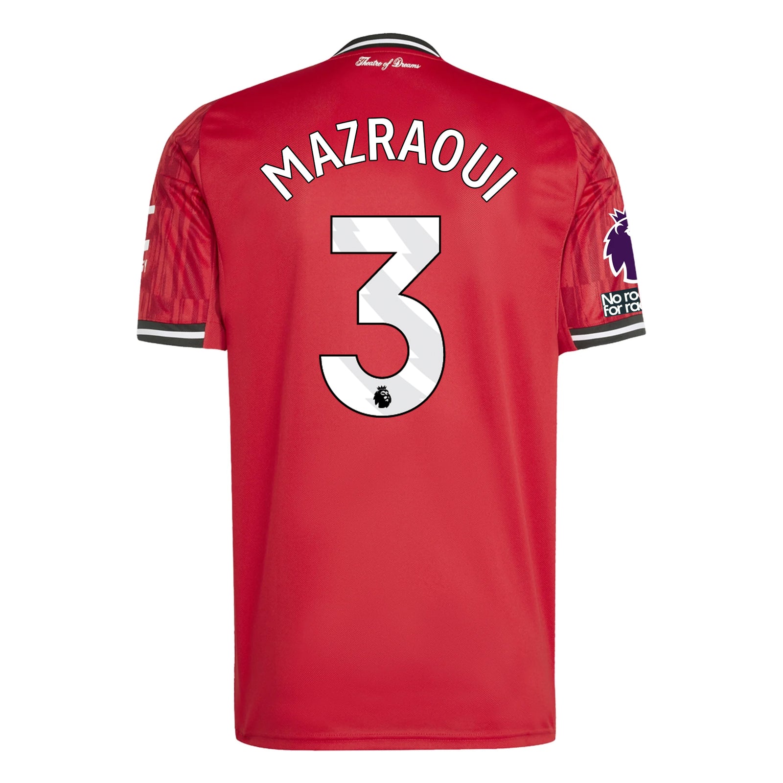adidas Mazraoui Men's Manchester United Home Jersey 25/26 w/ EPL + NRFR Patches (Red)