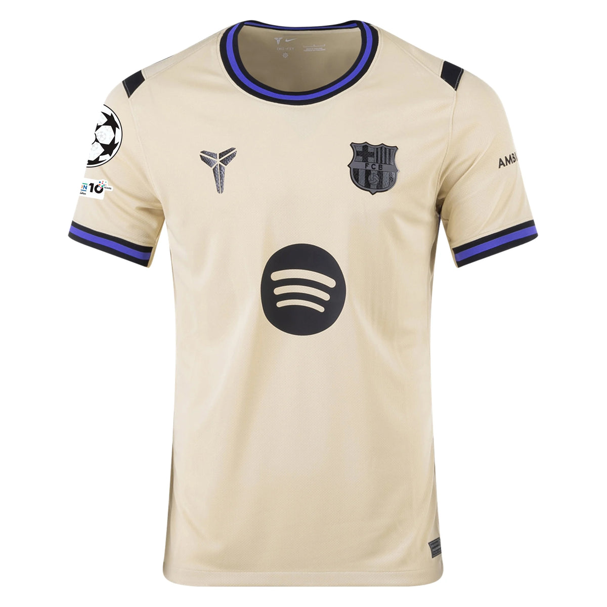 Nike Men&#39;s FC Barcelona Away Jersey 25/26 w/ Champions League Patches (Team Gold/Persion Violet/Black)