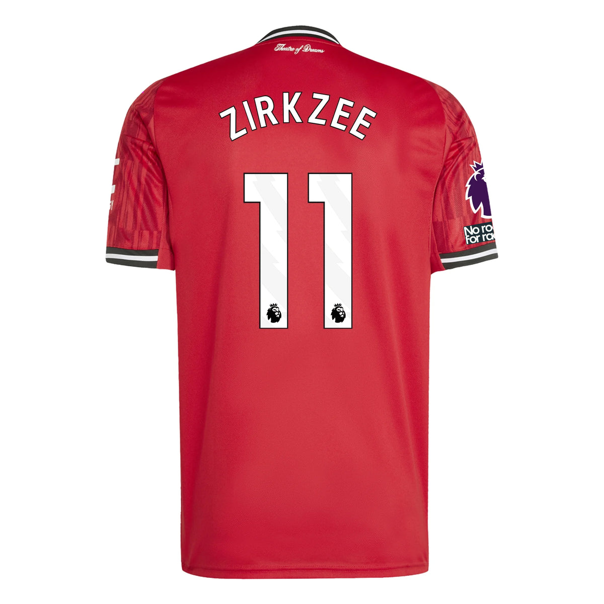 adidas Zirkzee Men's Manchester United Home Jersey 25/26 w/ EPL + NRFR Patches (Red)