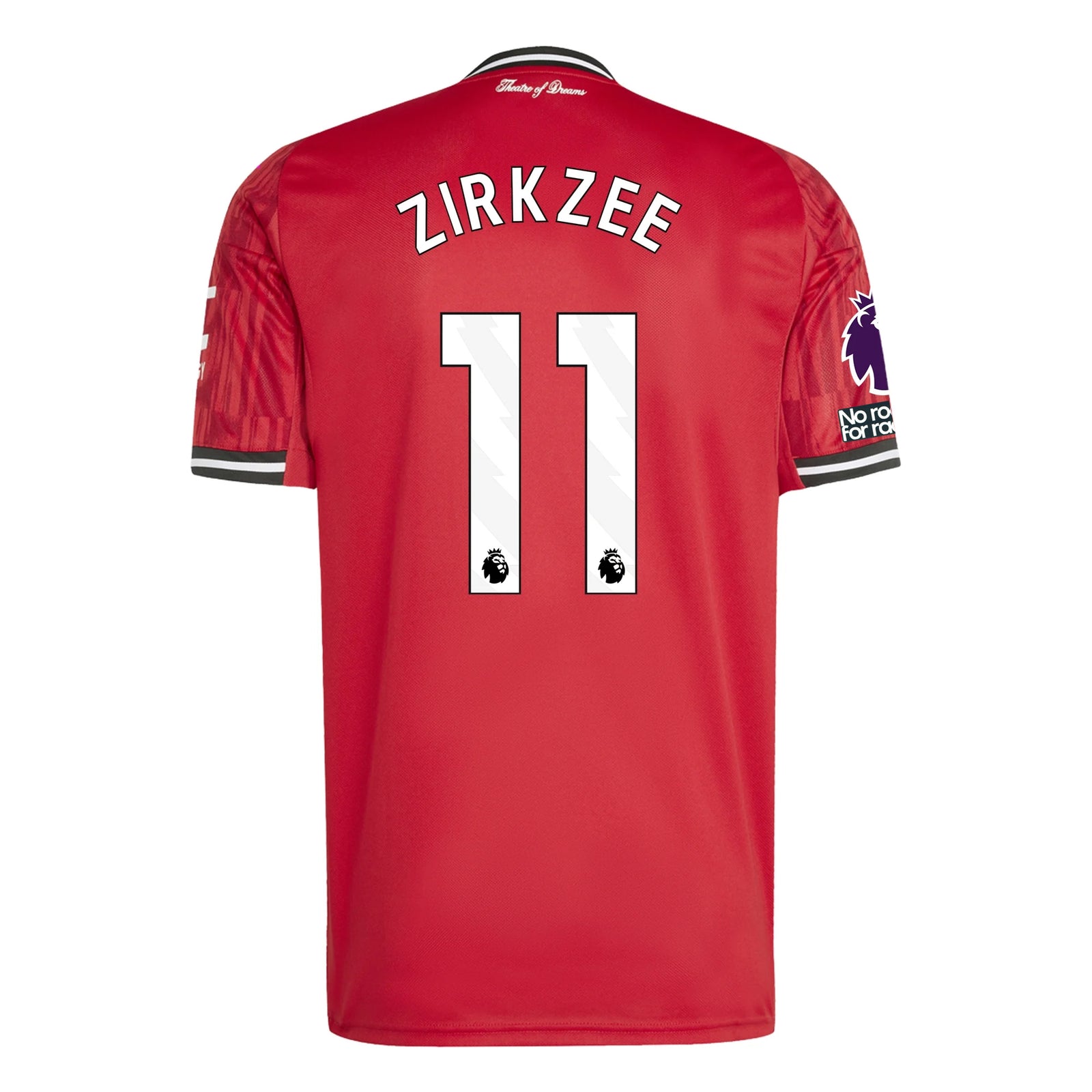 adidas Zirkzee Men's Manchester United Home Jersey 25/26 w/ EPL + NRFR Patches (Red)