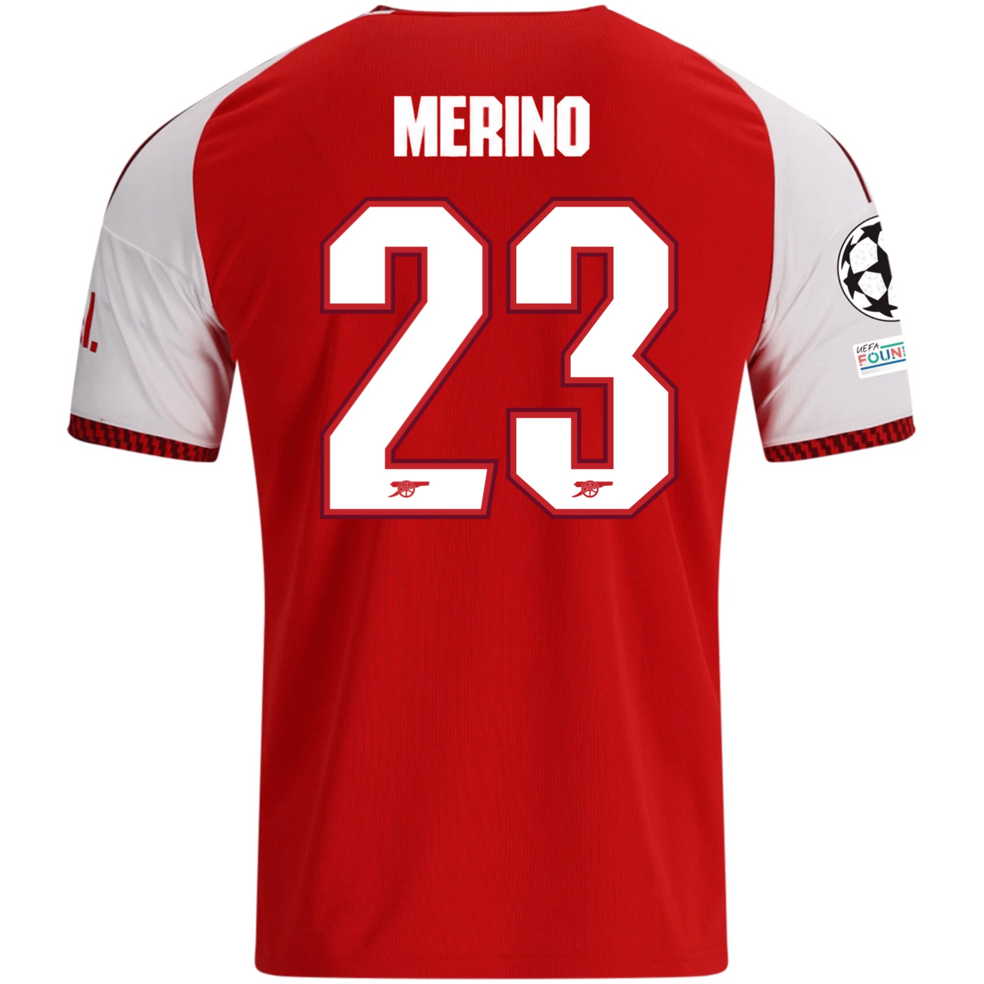 adidas Mens Arsenal Mikel Merino Home Jersey w/ Champions League Patches 26/27 (Red)