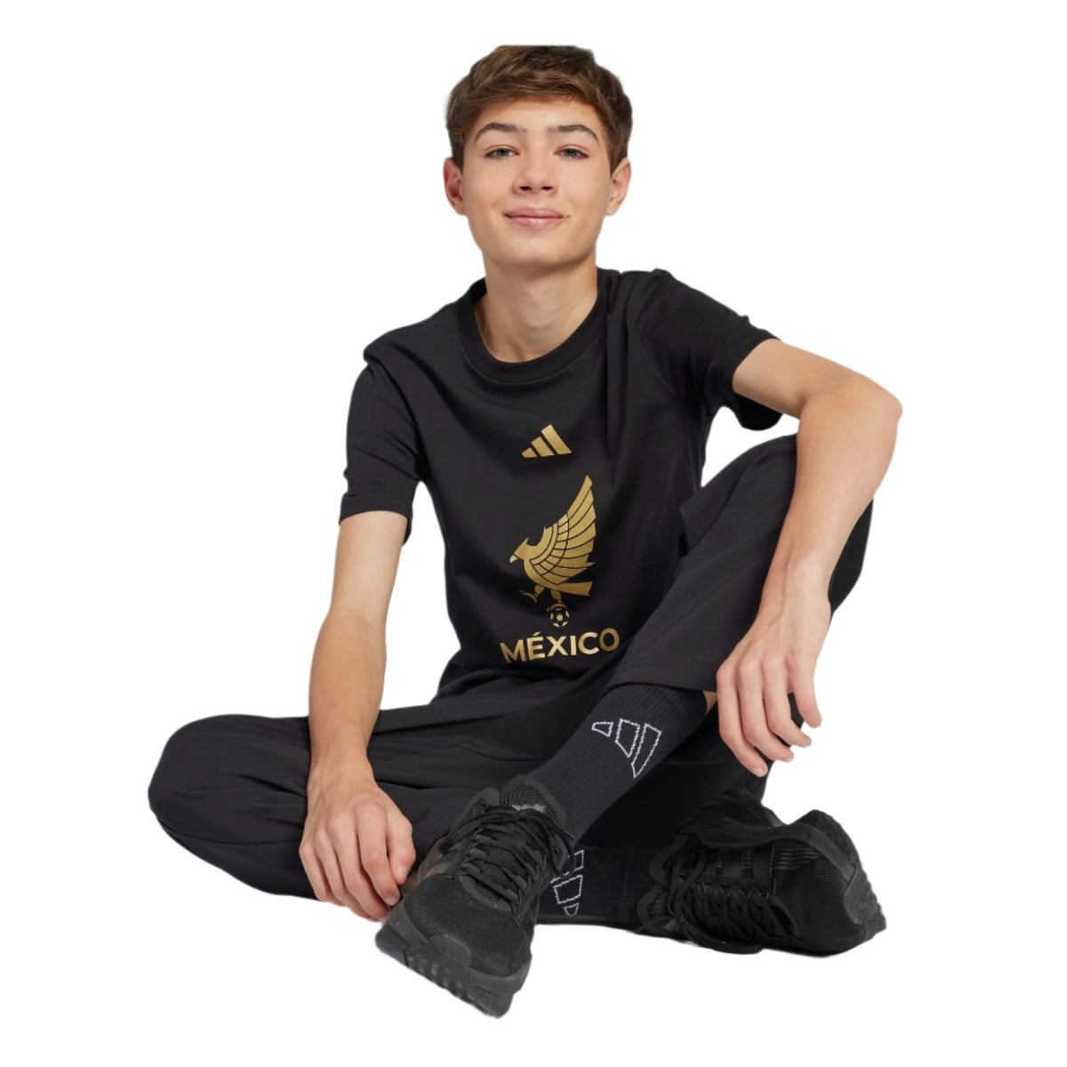 adidas Youth Mexico DNA T-Shirt (Black/Gold)