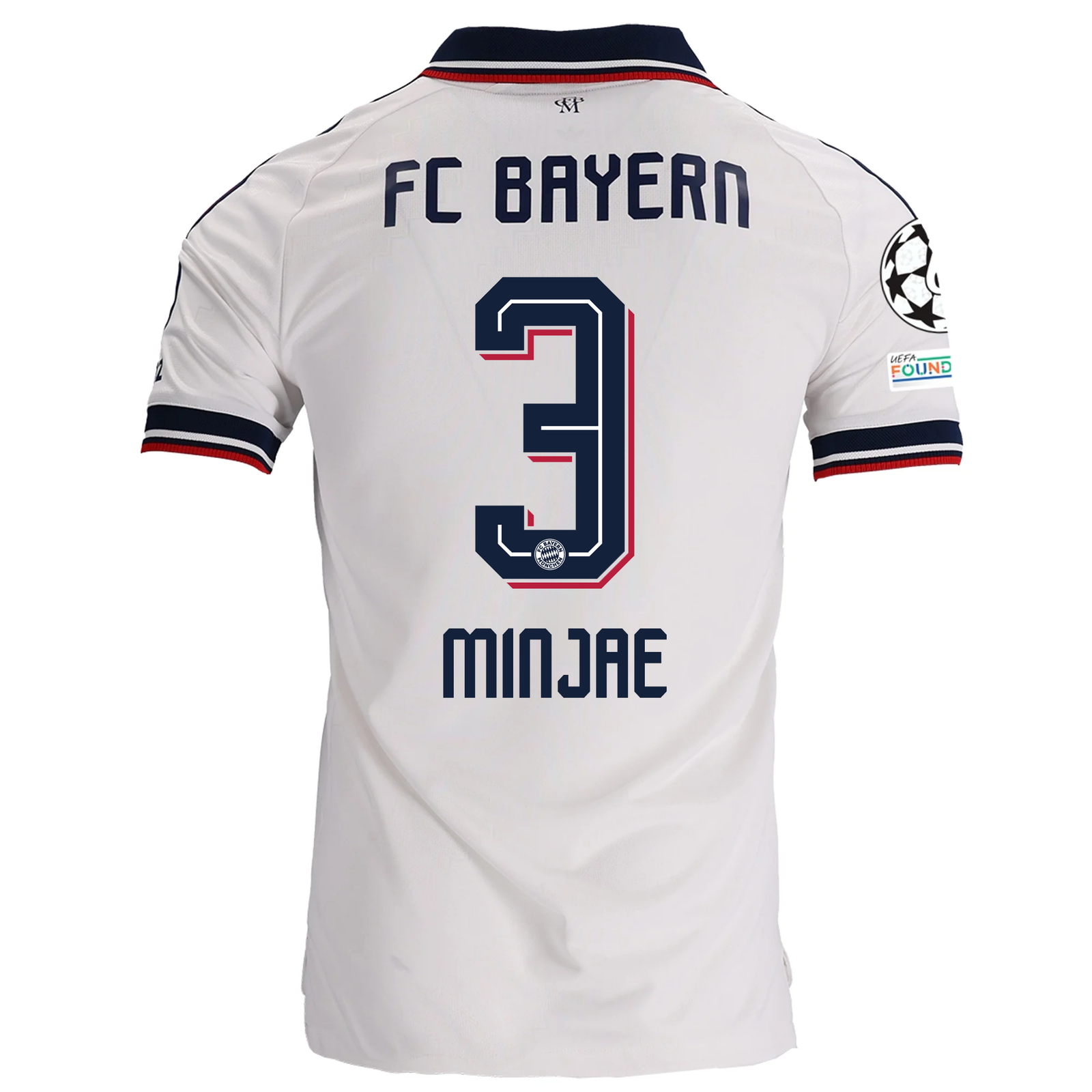 adidas Mens Bayern Munich Minjae Kim Away Jersey w/ Champions League Patches 26/27 (White)