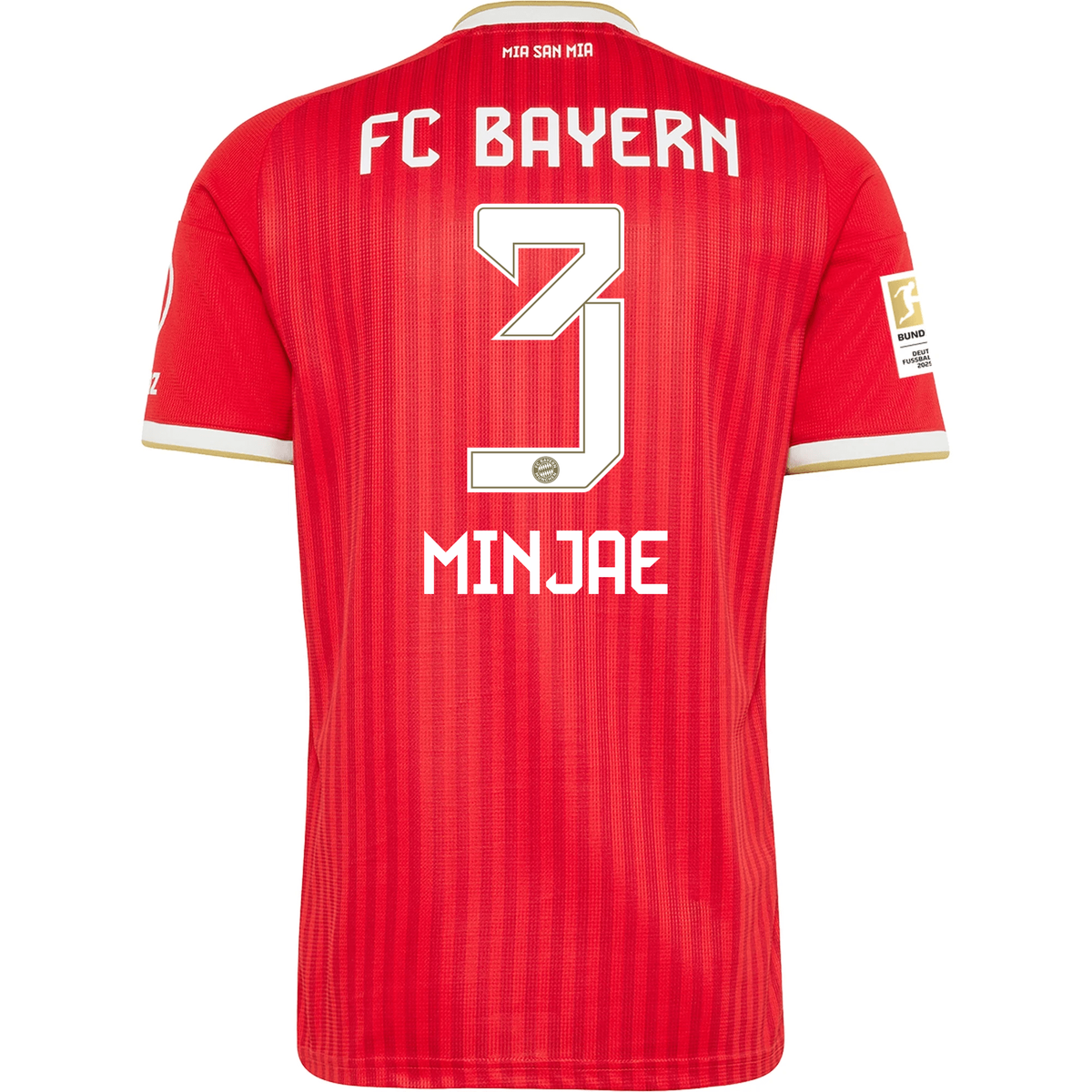 adidas Mens Bayern Munich Minjae Kim Home Jersey w/ Bundesliga Champion Patch 26/27 (Red)