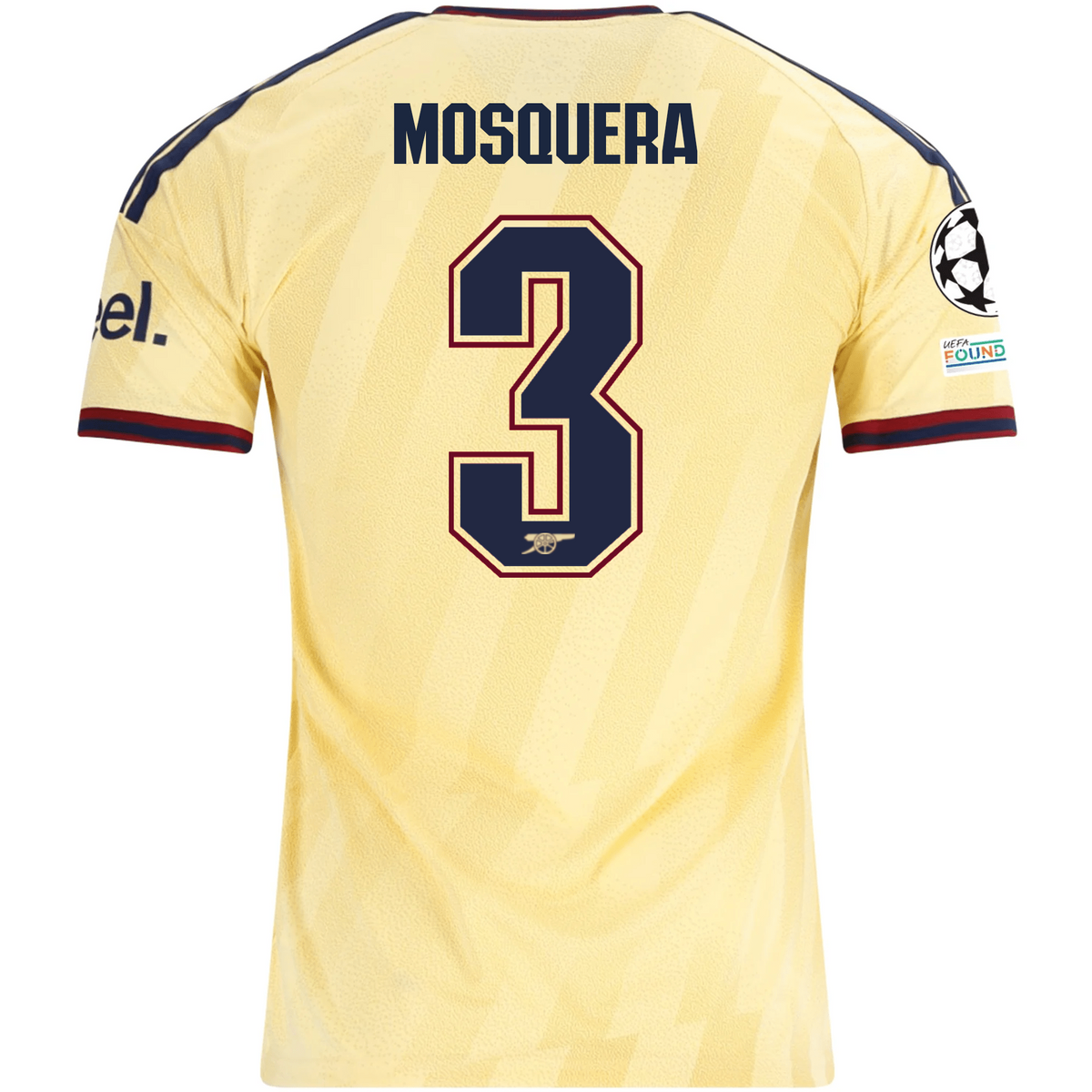 adidas Men's Arsenal FC Cristhian Mosquera Third Jersey w/ Champions League Patches 26/27 (Yellow)