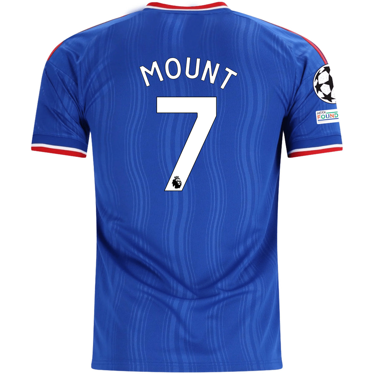 adidas Mens Manchester United Mason Mount Away Jersey w/ Champions League Patches 26/27 (Blue)